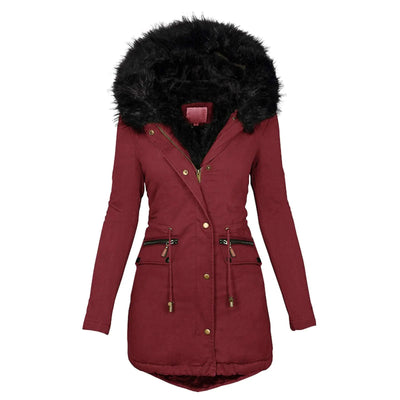 TIMIFIS Plus Size Winter Coat for Women – Thick Cashmere Parka with Plush Fur Hood & Big Collar (Sexy & Warm Curve-Hugging Design)