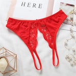 Load image into Gallery viewer, Floral Lace Crotchless Panties - Seductive Women's Underwear Set (Sheer Delicate Lingerie, Adjustable Straps, Romantic Boudoir Style)