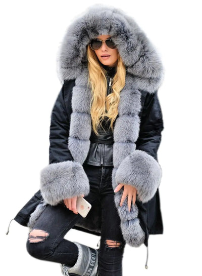 Aoxwomens Winter Jacket for Women - Thick 700FP Down Long Parka with Hood (Warm Fall/Spring Coat, X-Large Black)