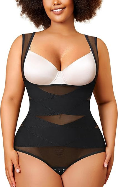 Plus-Size Open-Bust Thigh Shaper | Extended Size Compression Bodysuit