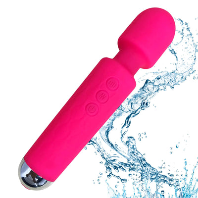Magic Stress Away Wand Massager - Cordless Rechargeable Personal Massager with 20 Patterns & 8 Speeds (Waterproof, Travel-Friendly, Memory Function)
