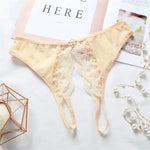 Load image into Gallery viewer, Floral Lace Crotchless Panties - Seductive Women&#39;s Underwear Set (Sheer Delicate Lingerie, Adjustable Straps, Romantic Boudoir Style)
