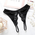 Load image into Gallery viewer, Floral Lace Crotchless Panties - Seductive Women&#39;s Underwear Set (Sheer Delicate Lingerie, Adjustable Straps, Romantic Boudoir Style)
