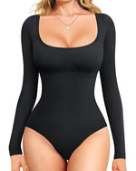 Load image into Gallery viewer, Long-Sleeve Bodysuit Top | Sculpting Shapewear Bodysuit
