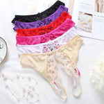 Load image into Gallery viewer, Floral Lace Crotchless Panties - Seductive Women&#39;s Underwear Set (Sheer Delicate Lingerie, Adjustable Straps, Romantic Boudoir Style)
