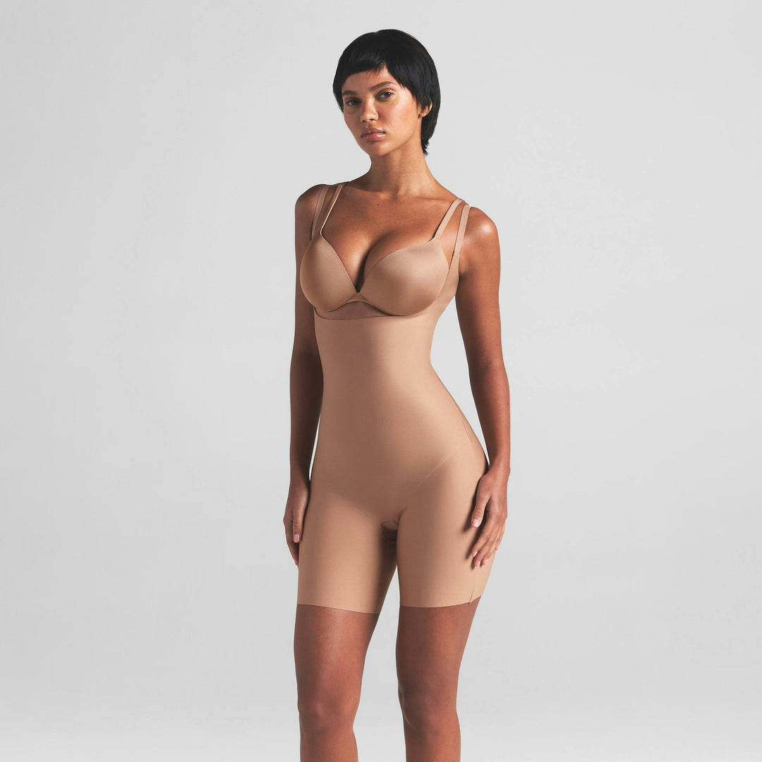 Open-Bust Mid-Thigh Bodysuit Shaper