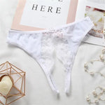 Load image into Gallery viewer, Floral Lace Crotchless Panties - Seductive Women&#39;s Underwear Set (Sheer Delicate Lingerie, Adjustable Straps, Romantic Boudoir Style)
