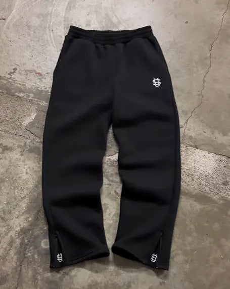 Men's Stretch Rope Zipper Sweatpants - Solid Color Casual Joggers with Pockets (Gym, Lounge, Running Pants) - S-XXL