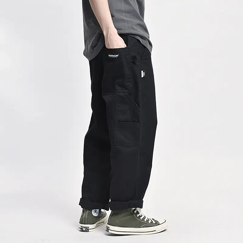 Japanese Harajuku Overalls - Solid Color Streetwear Jumpsuit (Unisex Aesthetic Fashion, Oversized Denim Look, Adjustable Straps)